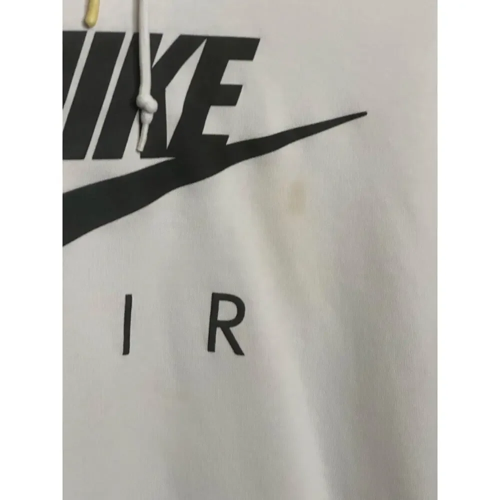 Nike Air Hoodie White Pullover Sweatshirt Men’s Size L Logo Front Pocket